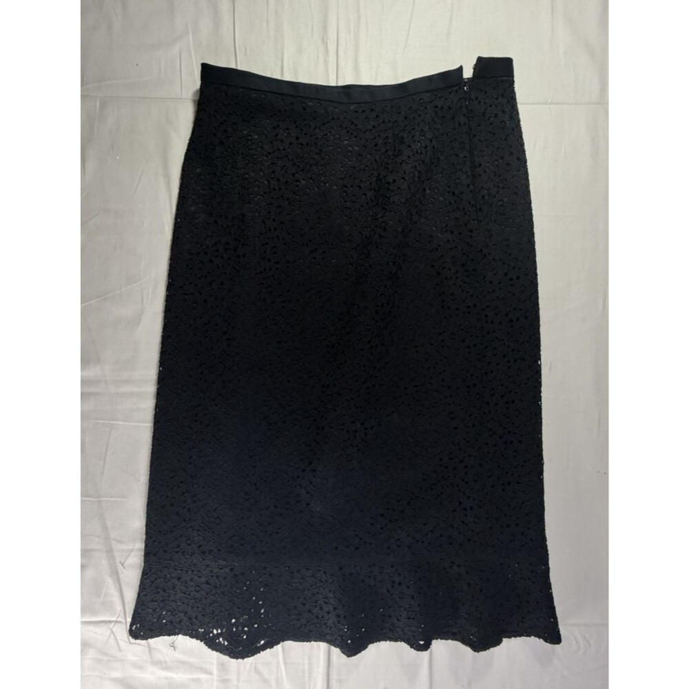 Ecco Women's Black Lace Pencil Skirt Size 6 Classic Career Midi